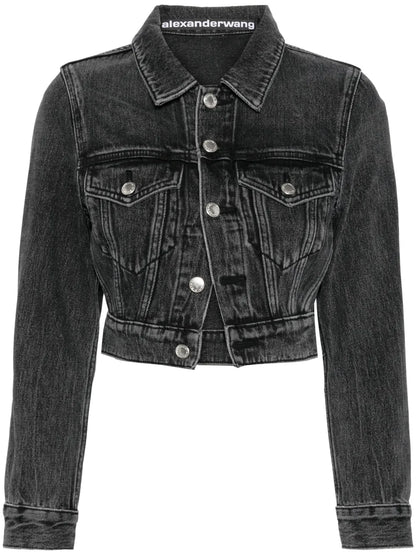 Long-Sleeved Cropped Denim Jacket