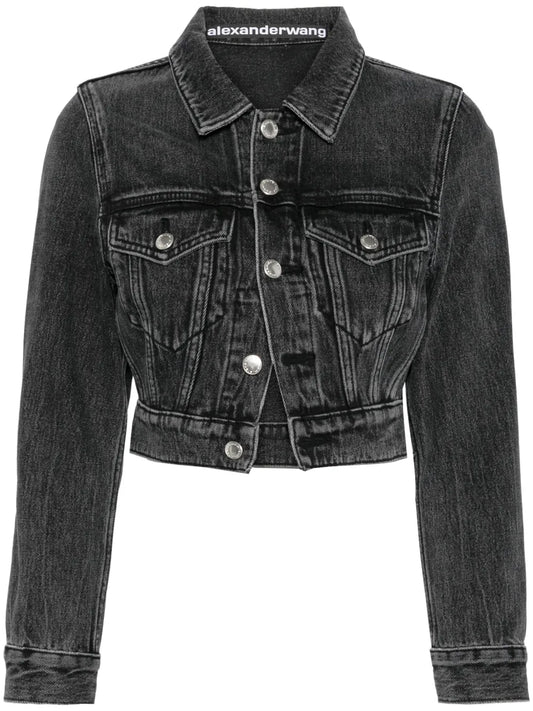 Long-Sleeved Cropped Denim Jacket