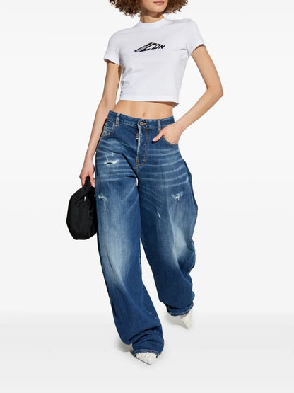 Logo-Printed Cropped T-Shirt