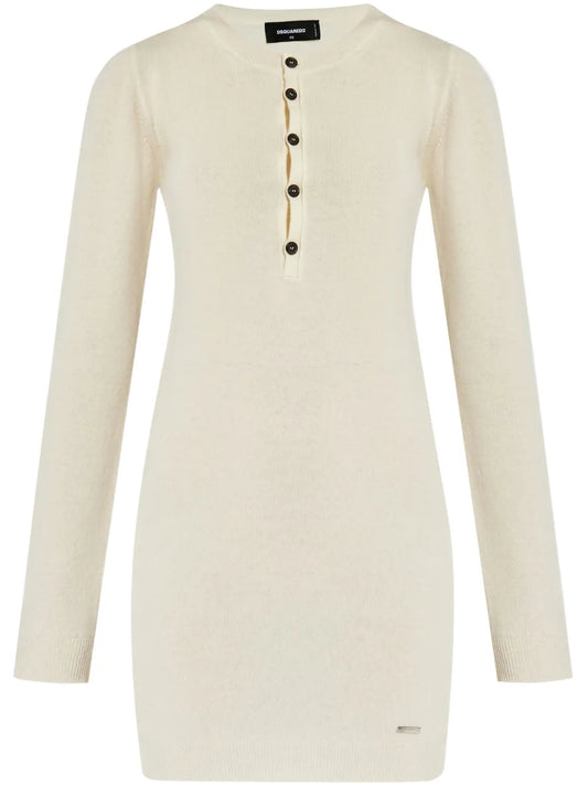 Fine-Knit Wool Minidress