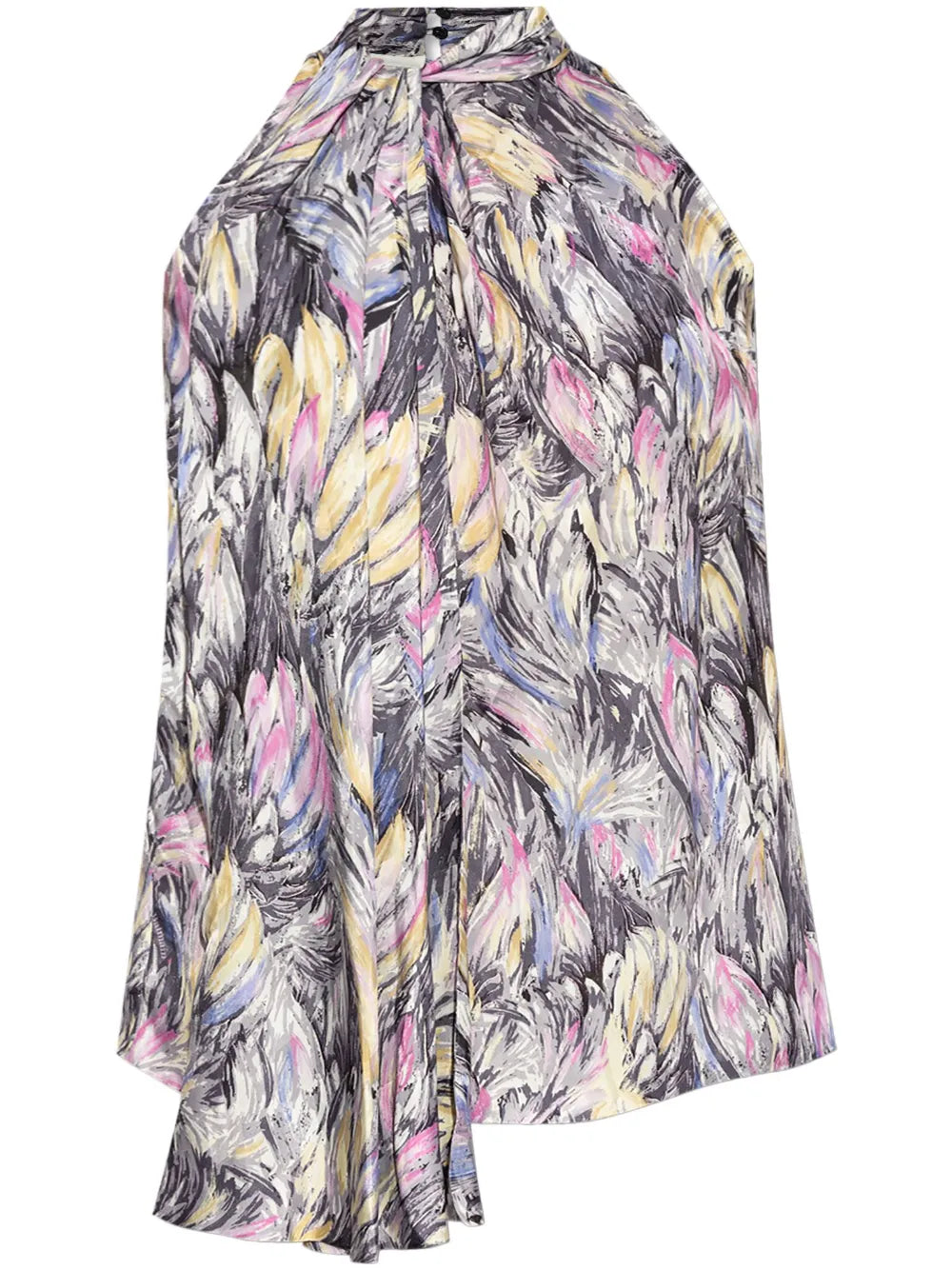 Abstract-Print Tie-Neck Blouse