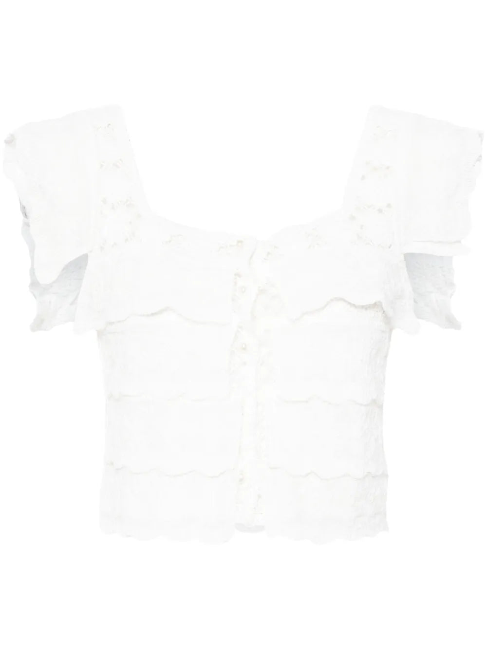 Square-Neck Embroidered Crop Top