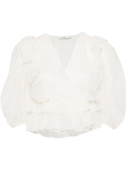 Polka-Dot Ruffle-Detail Blouse