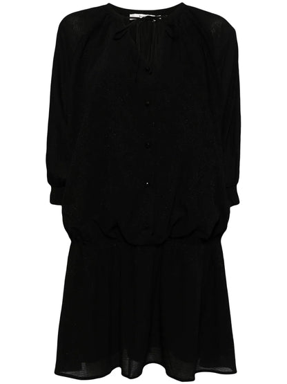 Lurex-Detail Round-Collar Minidress