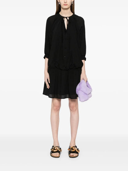 Lurex-Detail Round-Collar Minidress
