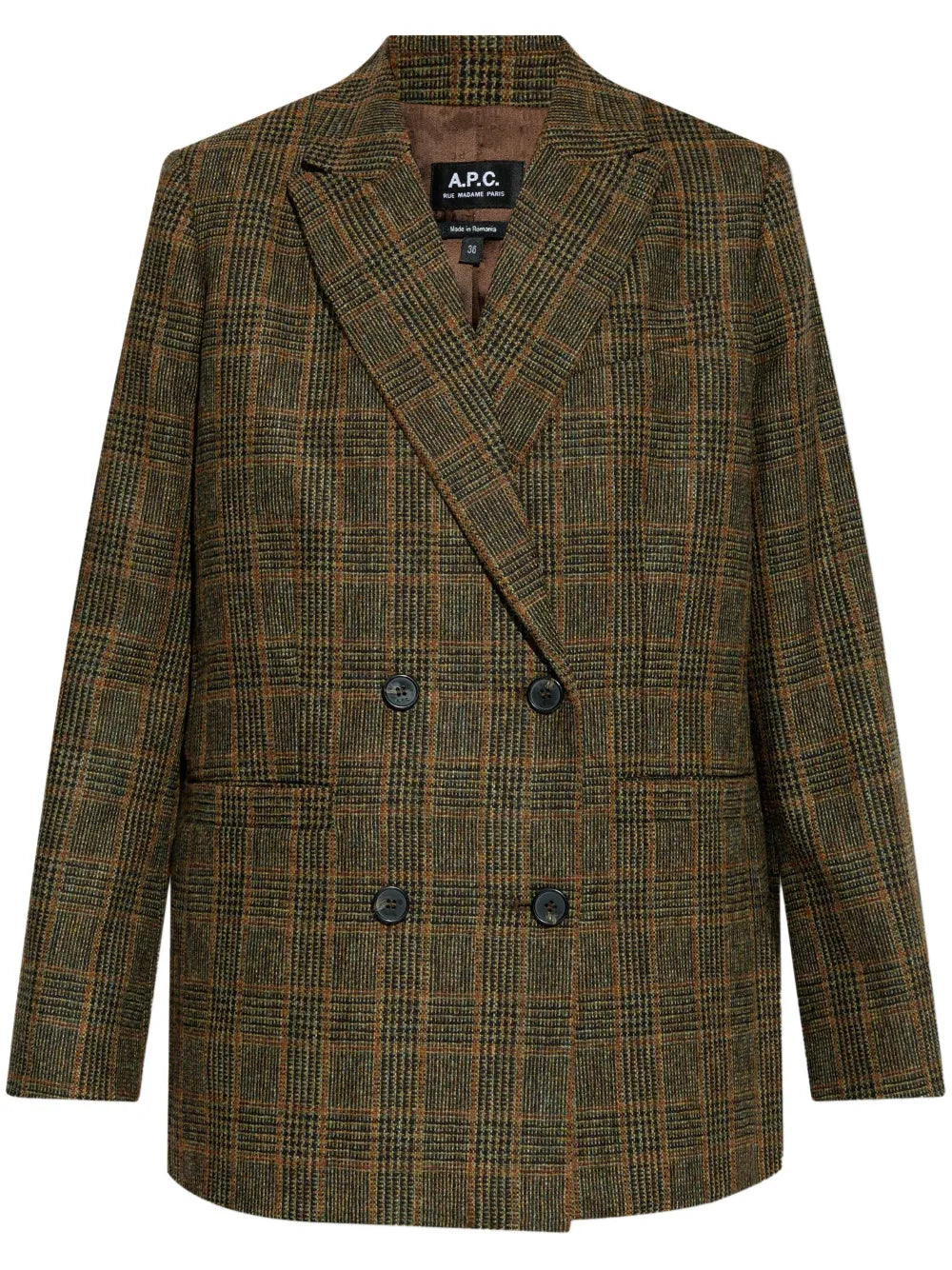 Checked Wool Double-Breasted Blazer