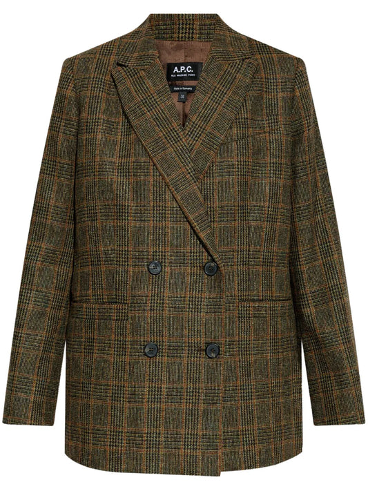 Checked Wool Double-Breasted Blazer
