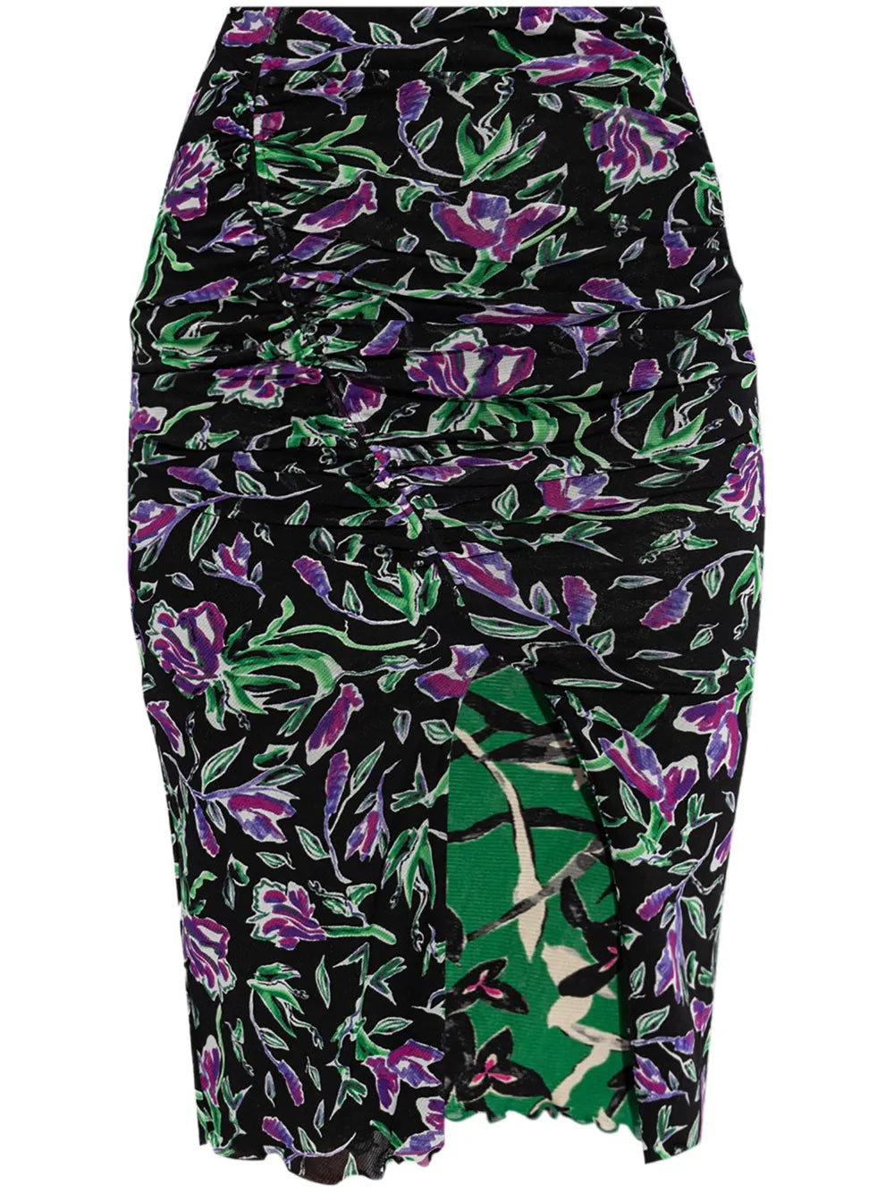 Floral-Print Front-Slit Pencil Skirt