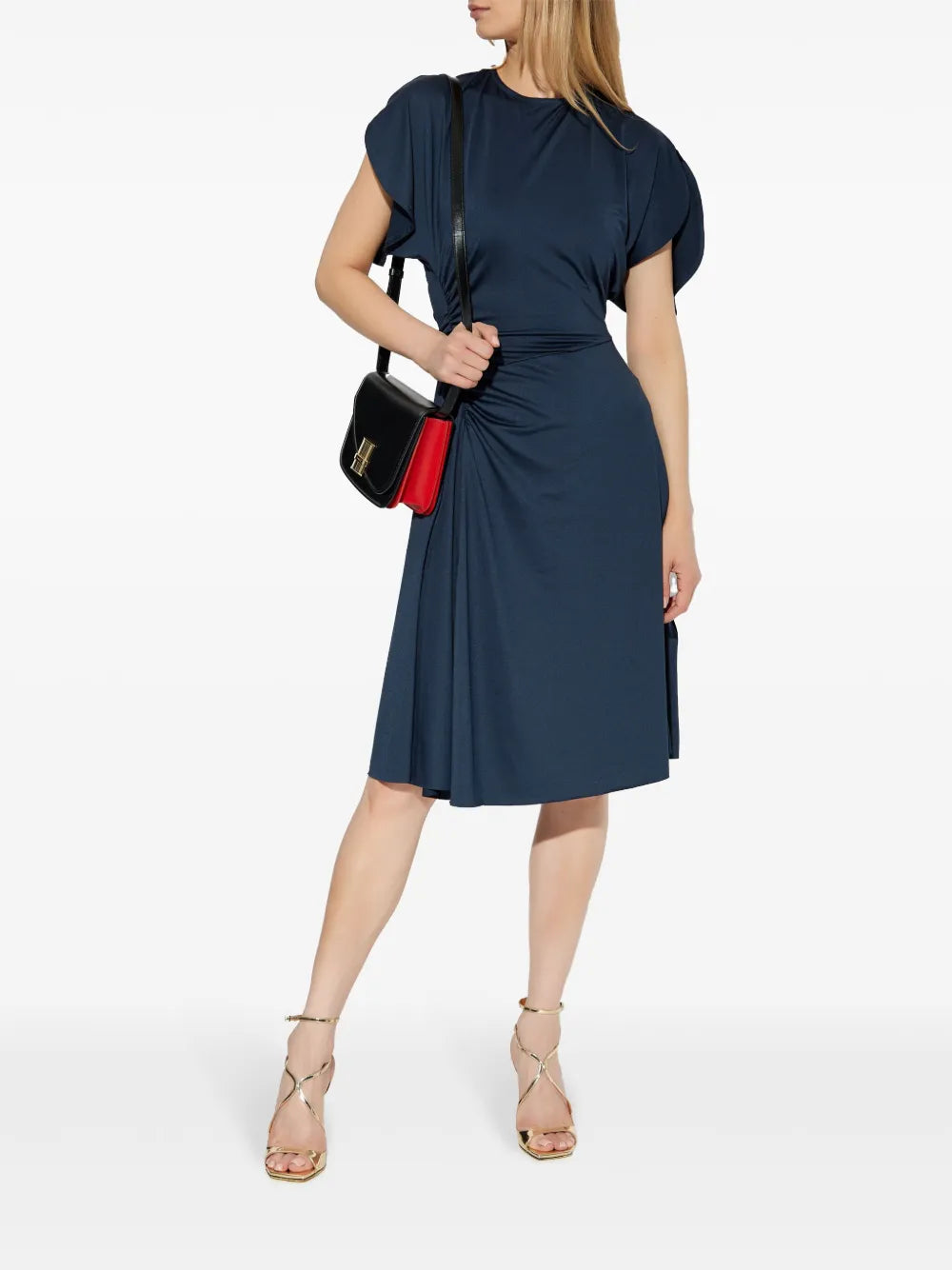 Draped-Detail Midi Dress