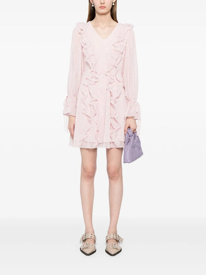 Floral-Print Ruffle-Detail Minidress