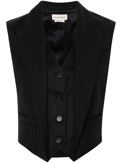 Layered Striped Wool Vest