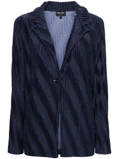 Plissé-Effect Blazer