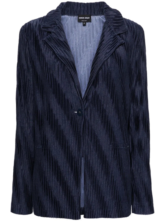 Plissé-Effect Blazer
