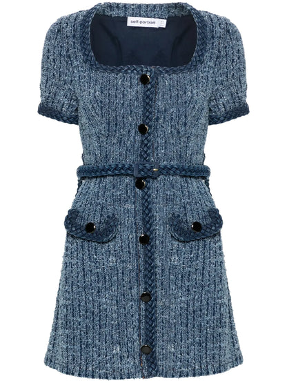Bouclé-Design Denim Mini Dress