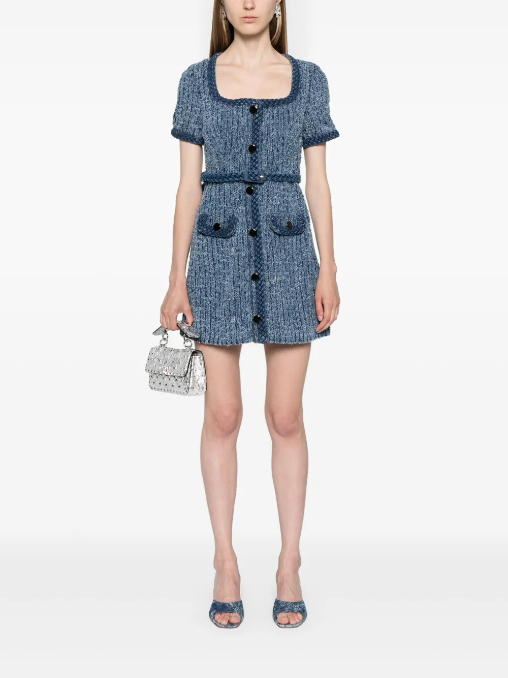Bouclé-Design Denim Mini Dress