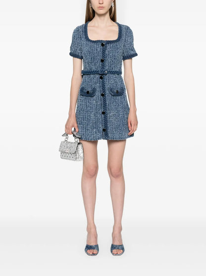 Bouclé-Design Denim Mini Dress