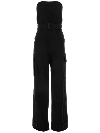 Strapless Belted Cotton Jumpsuit