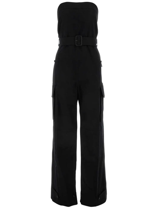 Strapless Belted Cotton Jumpsuit