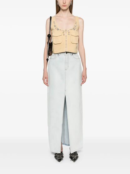 Crystal-Embellished Twill Vest