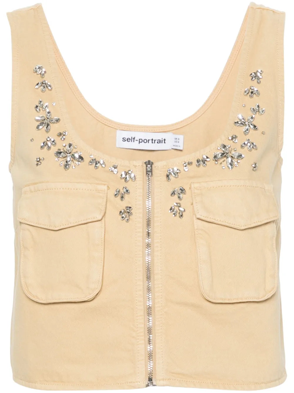 Crystal-Embellished Twill Vest