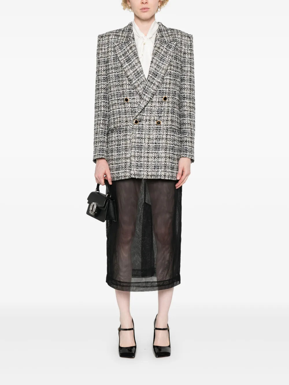 Double-Breasted Tweed Blazer