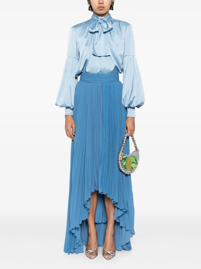 High-Low Pleated Skirt