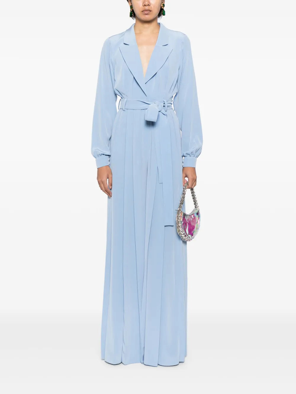 Crepe-Texture Belted Jumpsuit