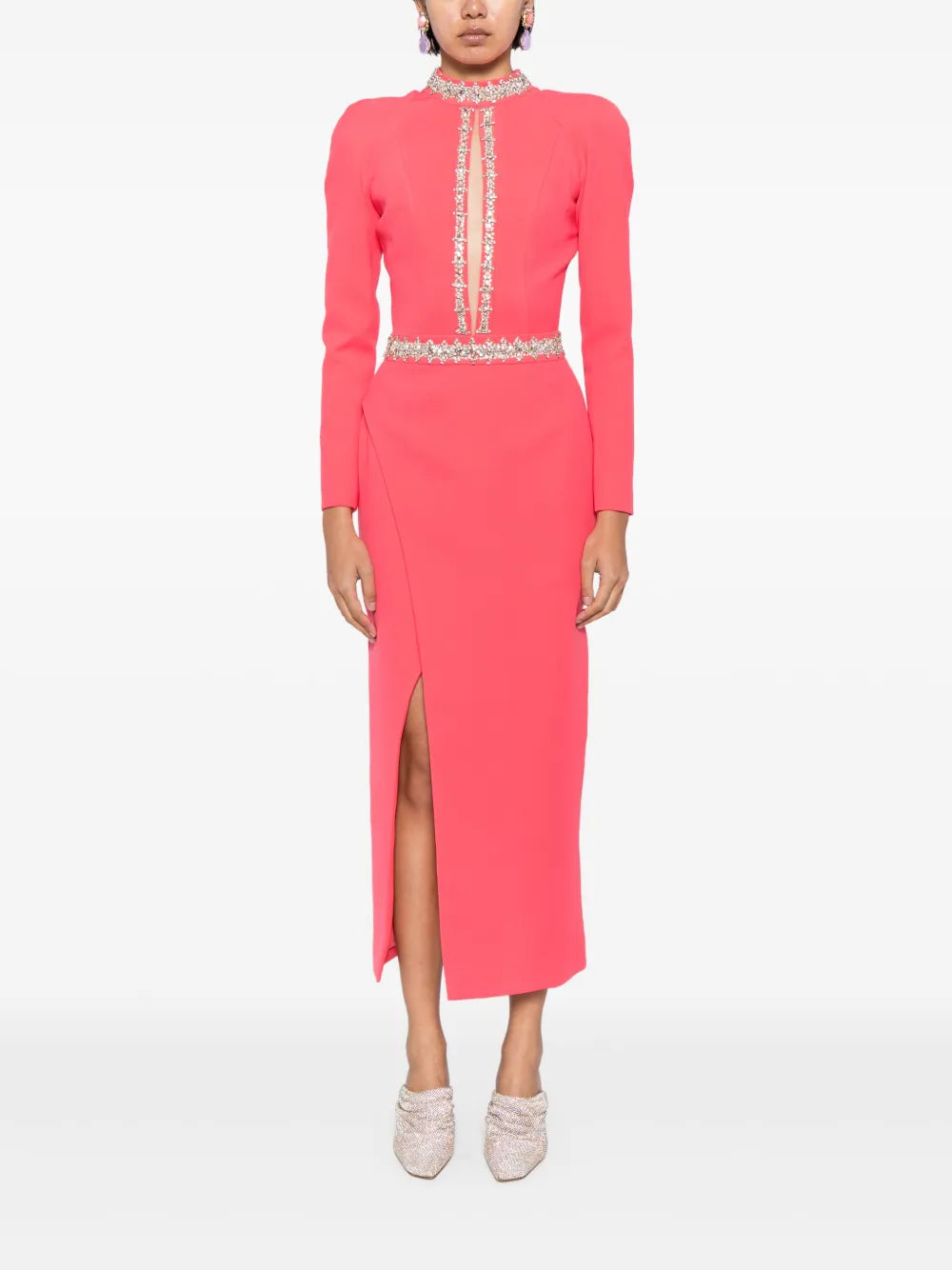 Crystal-Embellished Midi Dress