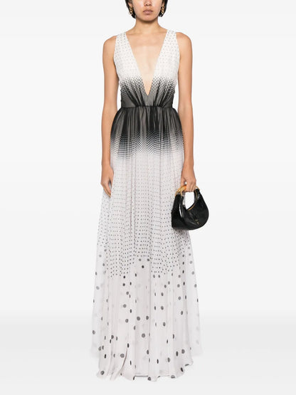 Polka Dot-Print Gradient-Effect Dress