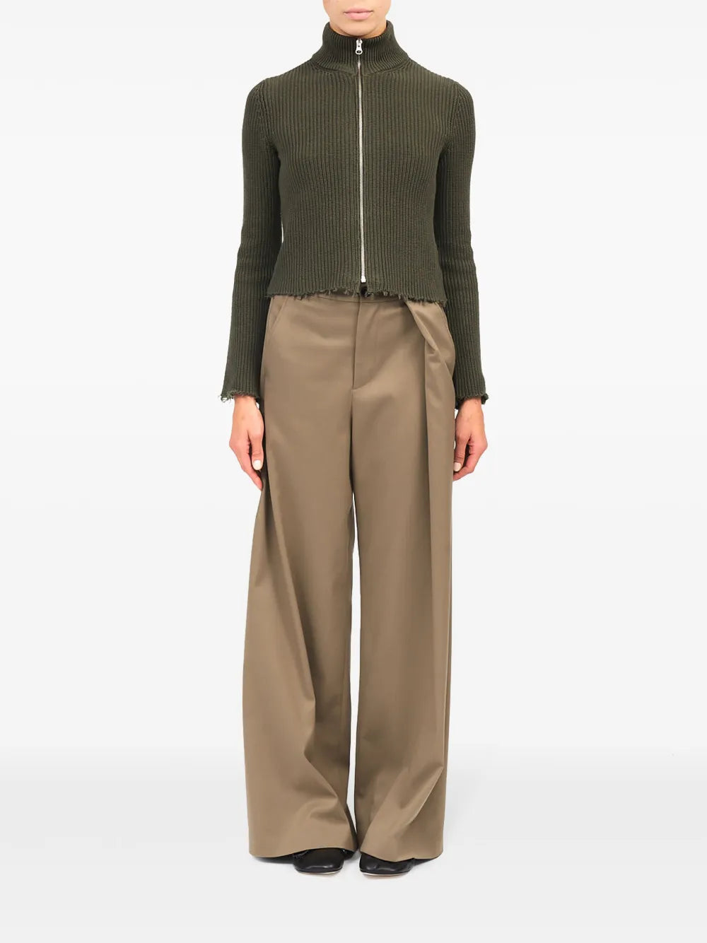Zip-Fastening High-Neck Cardigan