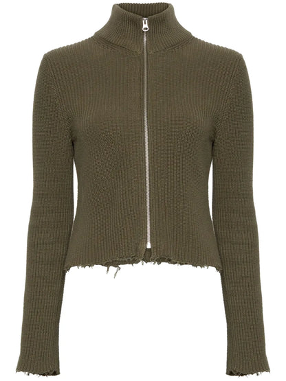 Zip-Fastening High-Neck Cardigan