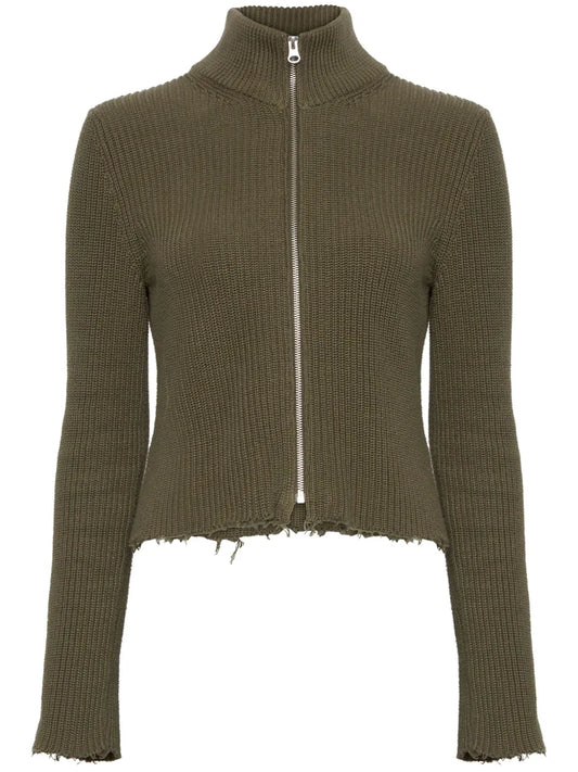 Zip-Fastening High-Neck Cardigan