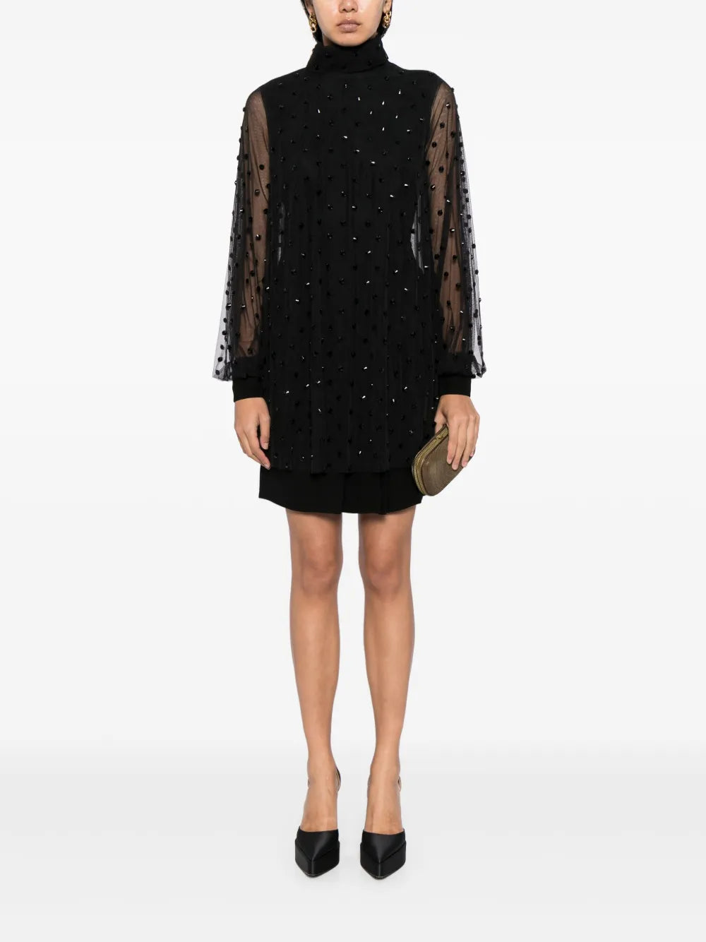 Bead-Embellished Layered Dress