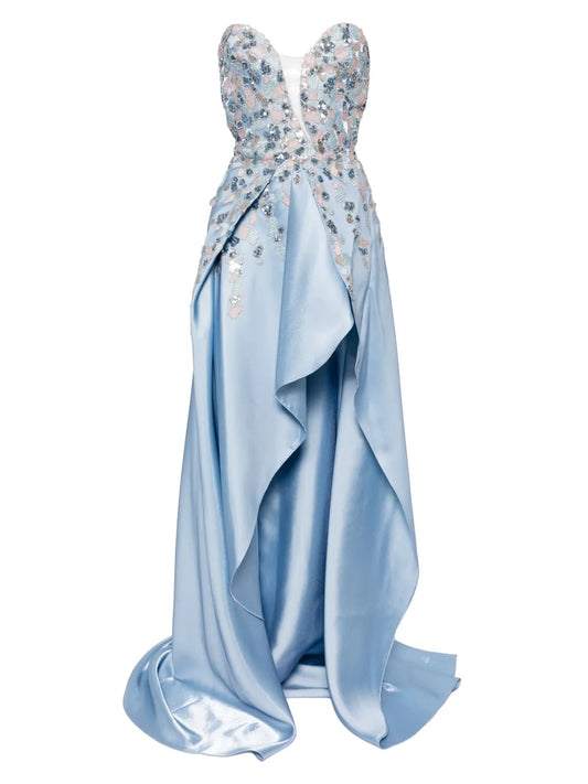 Sequin-Embellished Strapless Dress