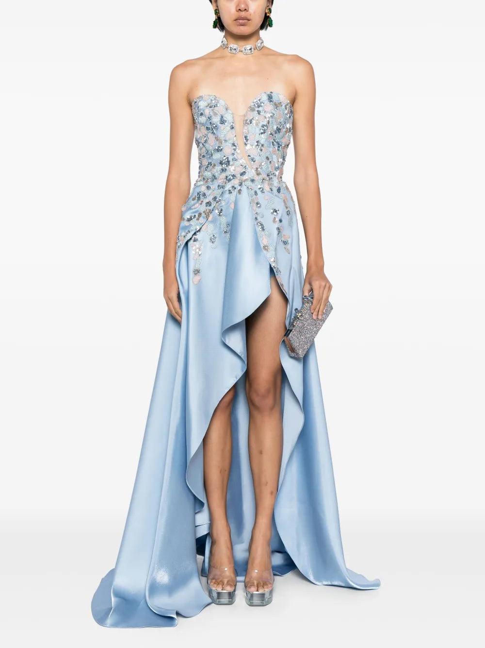 Sequin-Embellished Strapless Dress