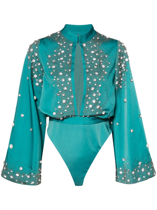Beaded Long-Sleeve Bodysuit
