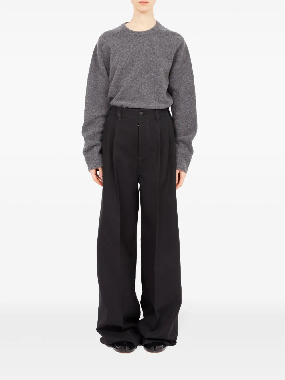 High-Waisted Pleated Wide-Leg Trousers