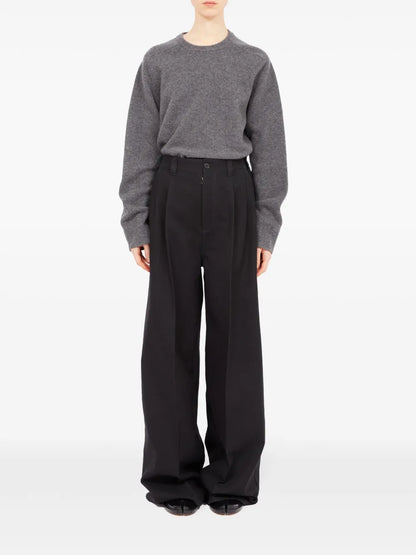 High-Waisted Pleated Wide-Leg Trousers