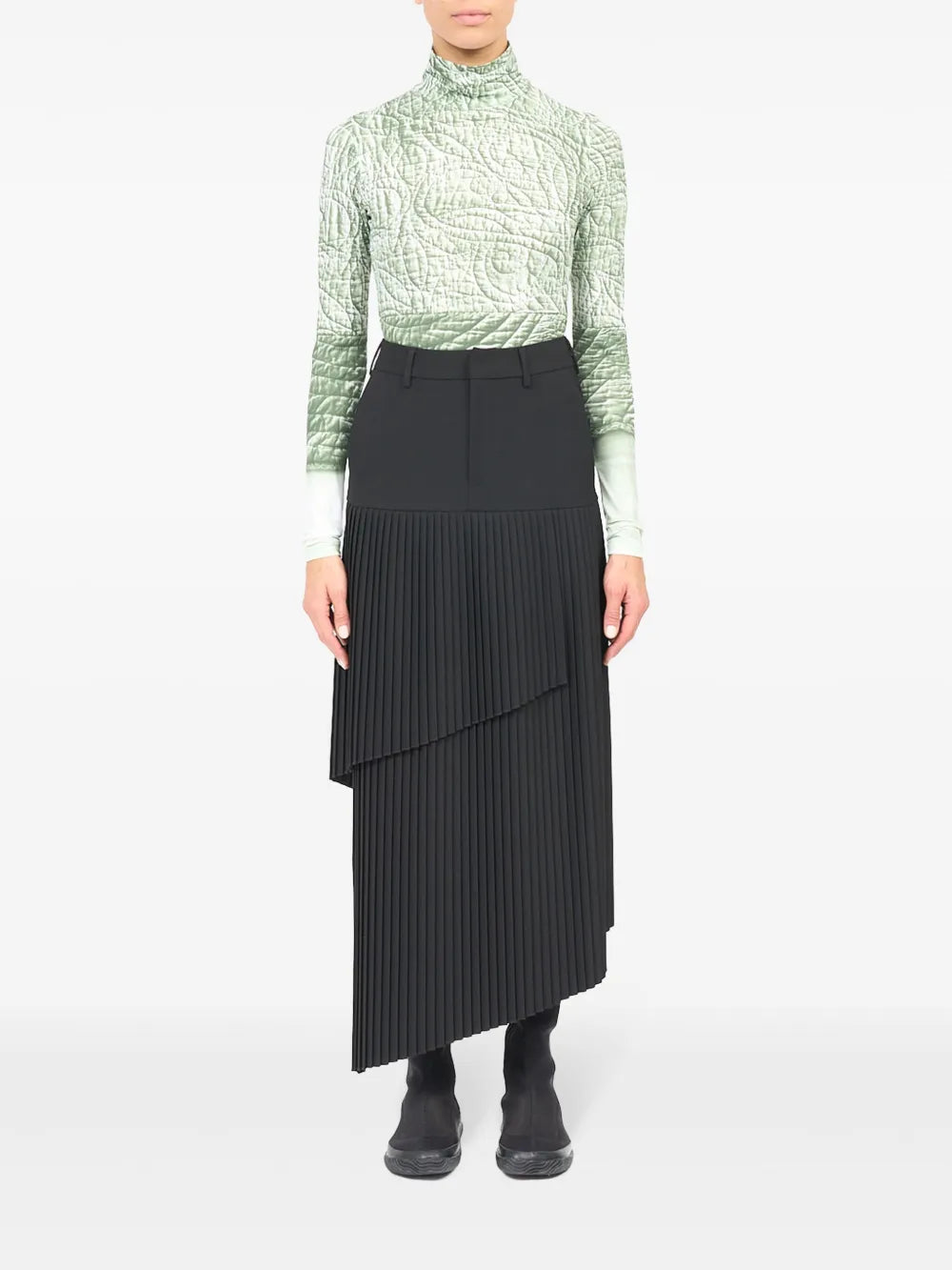 Asymmetric Fluid Gabardine Maxi Skirt