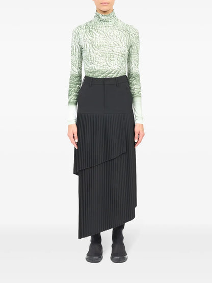 Asymmetric Fluid Gabardine Maxi Skirt