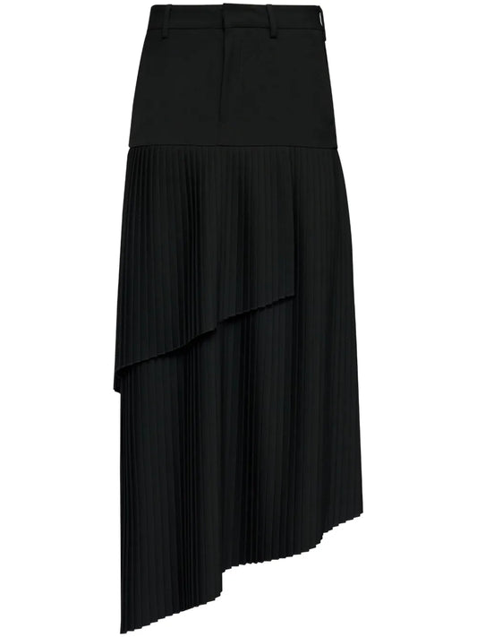 Asymmetric Fluid Gabardine Maxi Skirt