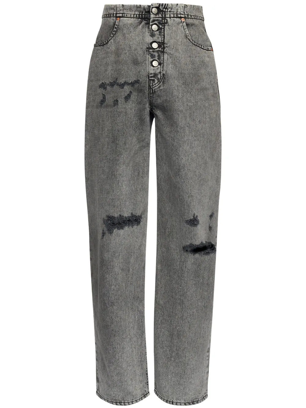 Distressed Wide-Leg Jeans