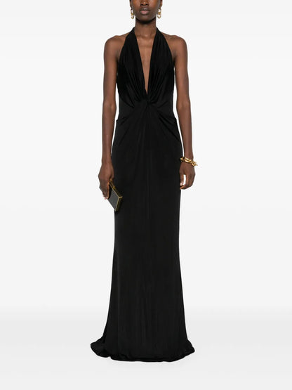 Halterneck Sheer Maxi Dress