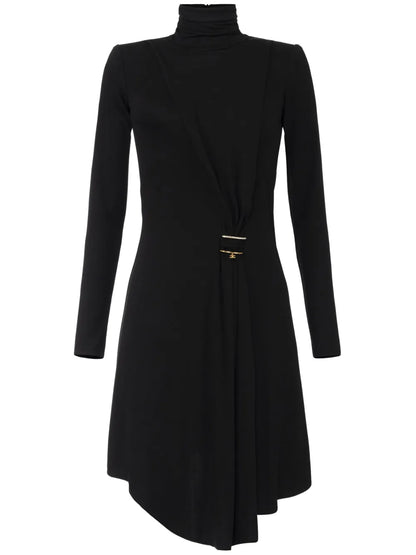 Rhinestone-Embellished Draped Dress