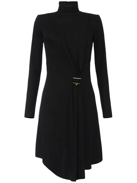 Rhinestone-Embellished Draped Dress