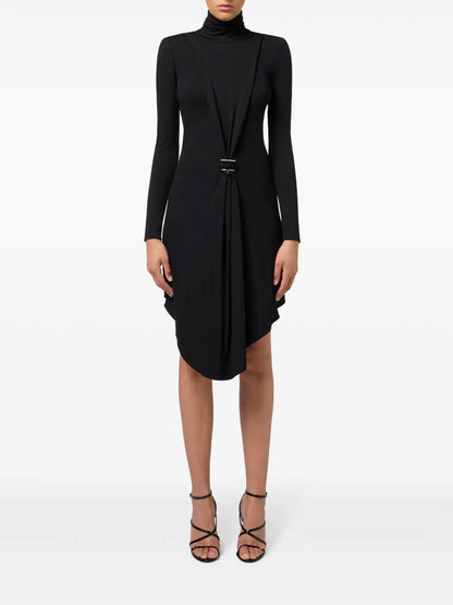 Rhinestone-Embellished Draped Dress
