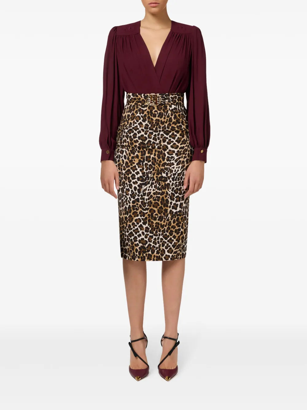 Animalier Crêpe Midi Skirt