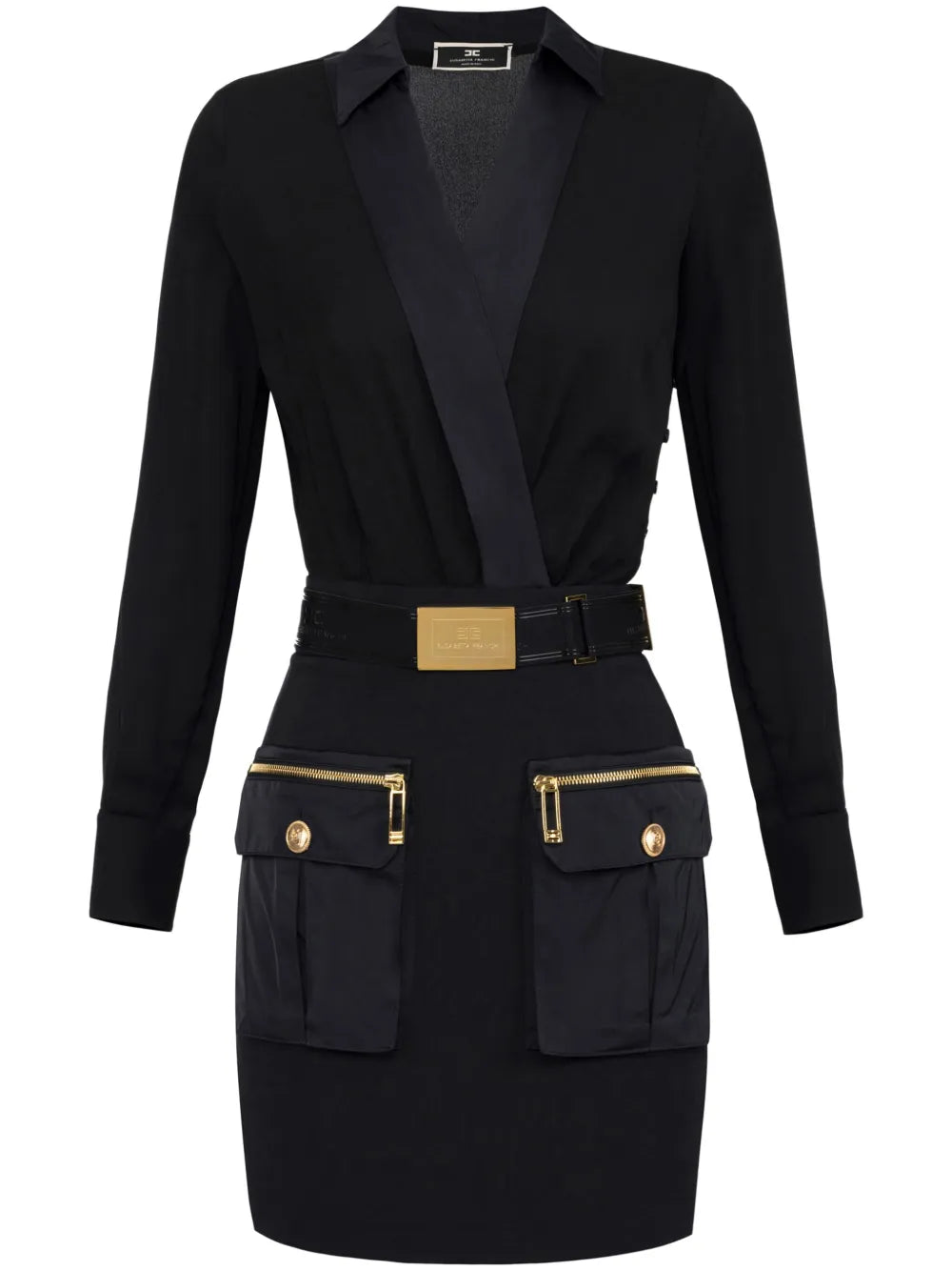 Wrap-Design Cargo-Pocket Mini Dress