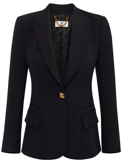 Peak-Lapel Crepe Blazer