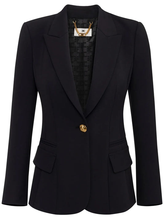 Peak-Lapel Crepe Blazer